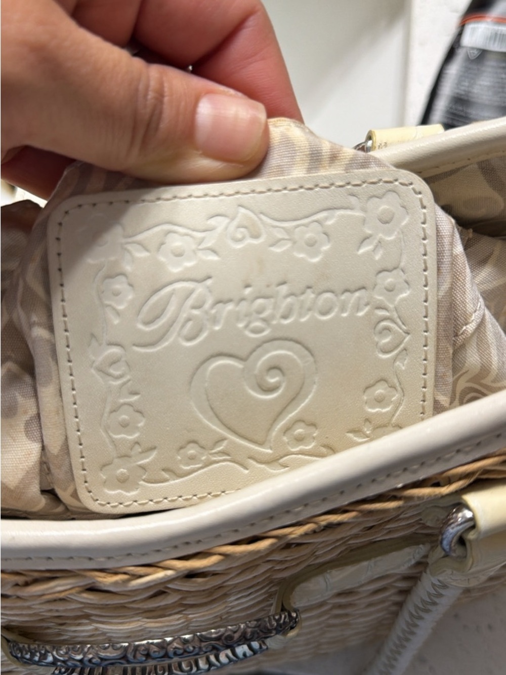 Brighton Cream Woven Straw Shoulder Bag with Croc-Trim - Picture 4 of 5